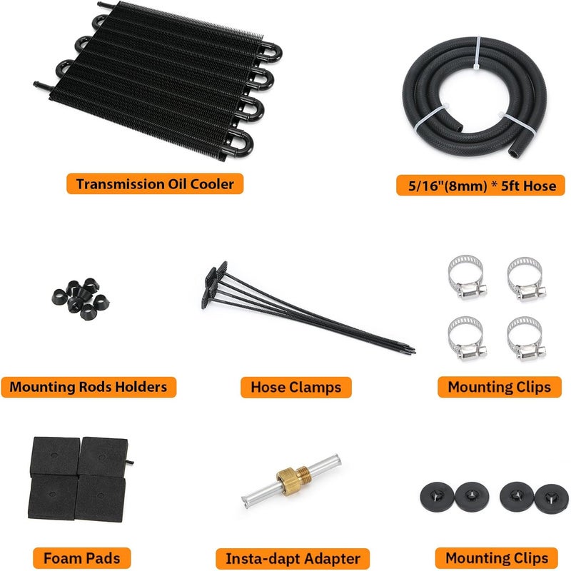 SJDYYMX Universal 5/16" Transmission Oil Cooler Kit Aluminium alloy 8 Pass Tube & Fin Black - Image 5